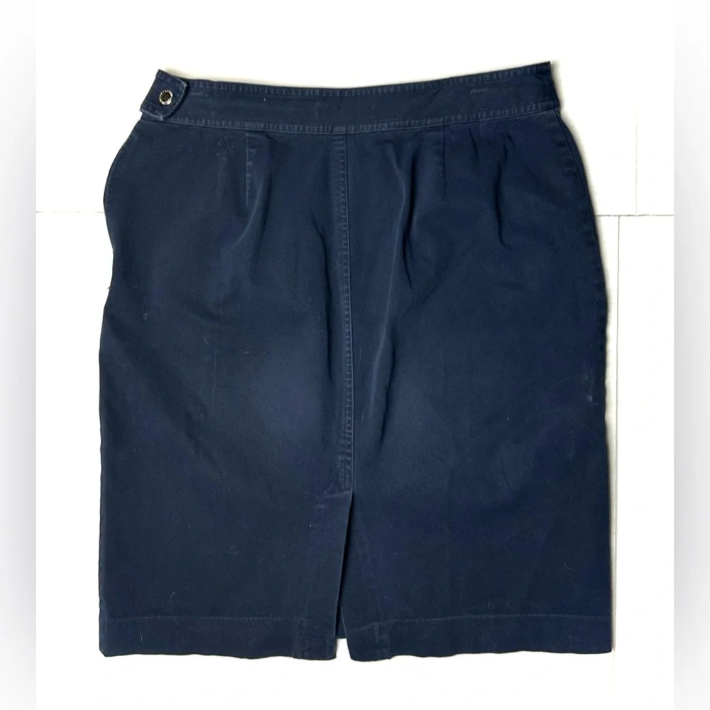 Ralph‎ Lauren Skirt Women’s 8 Blue Zip Pencil Straight Pockets Mini Cotton